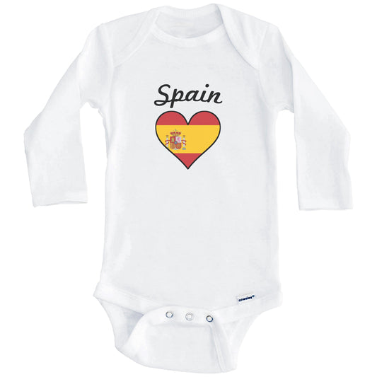 Spanish Flag Heart Baby Onesie (Long Sleeves)