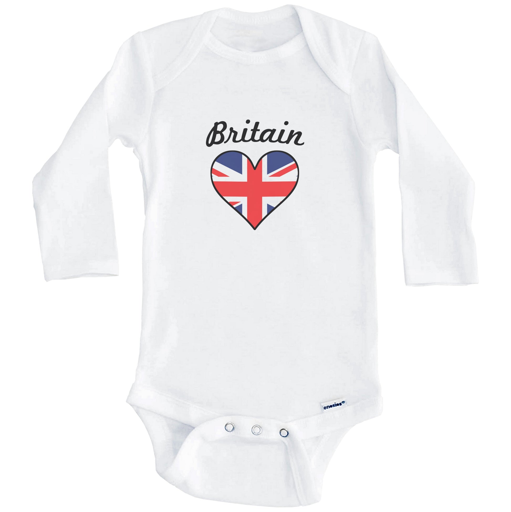 British Flag Heart Baby Onesie (Long Sleeves)