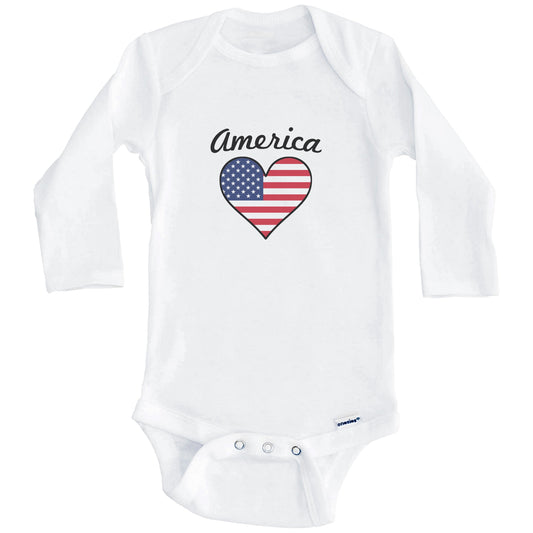 American Flag Heart Baby Onesie (Long Sleeves)