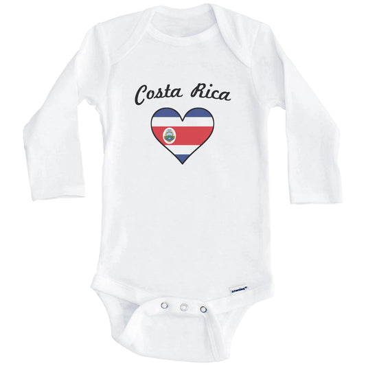 Costa Rican Flag Heart Baby Onesie (Long Sleeves)