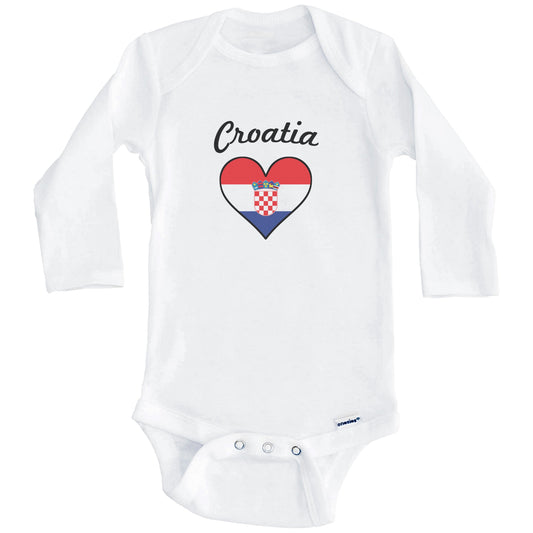 Croatian Flag Heart Baby Onesie (Long Sleeves)