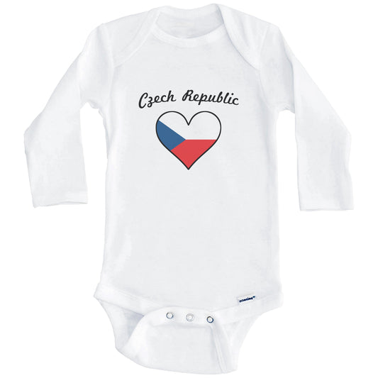 Czech Flag Heart Baby Onesie (Long Sleeves)