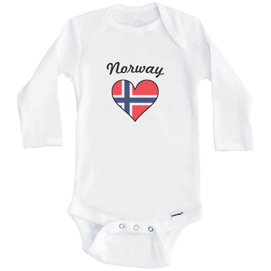 Norwegian Flag Heart Baby Onesie (Long Sleeves)