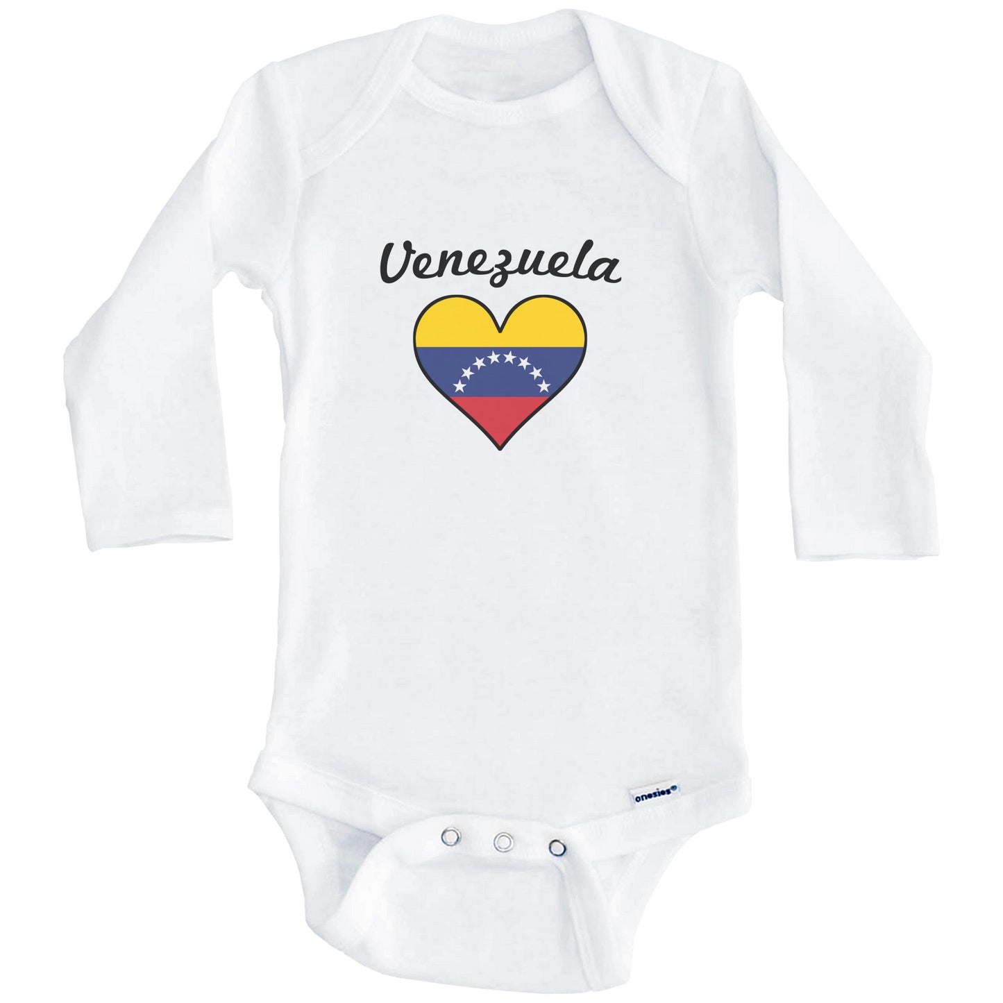 Venezuelan Flag Heart Baby Onesie (Long Sleeves)