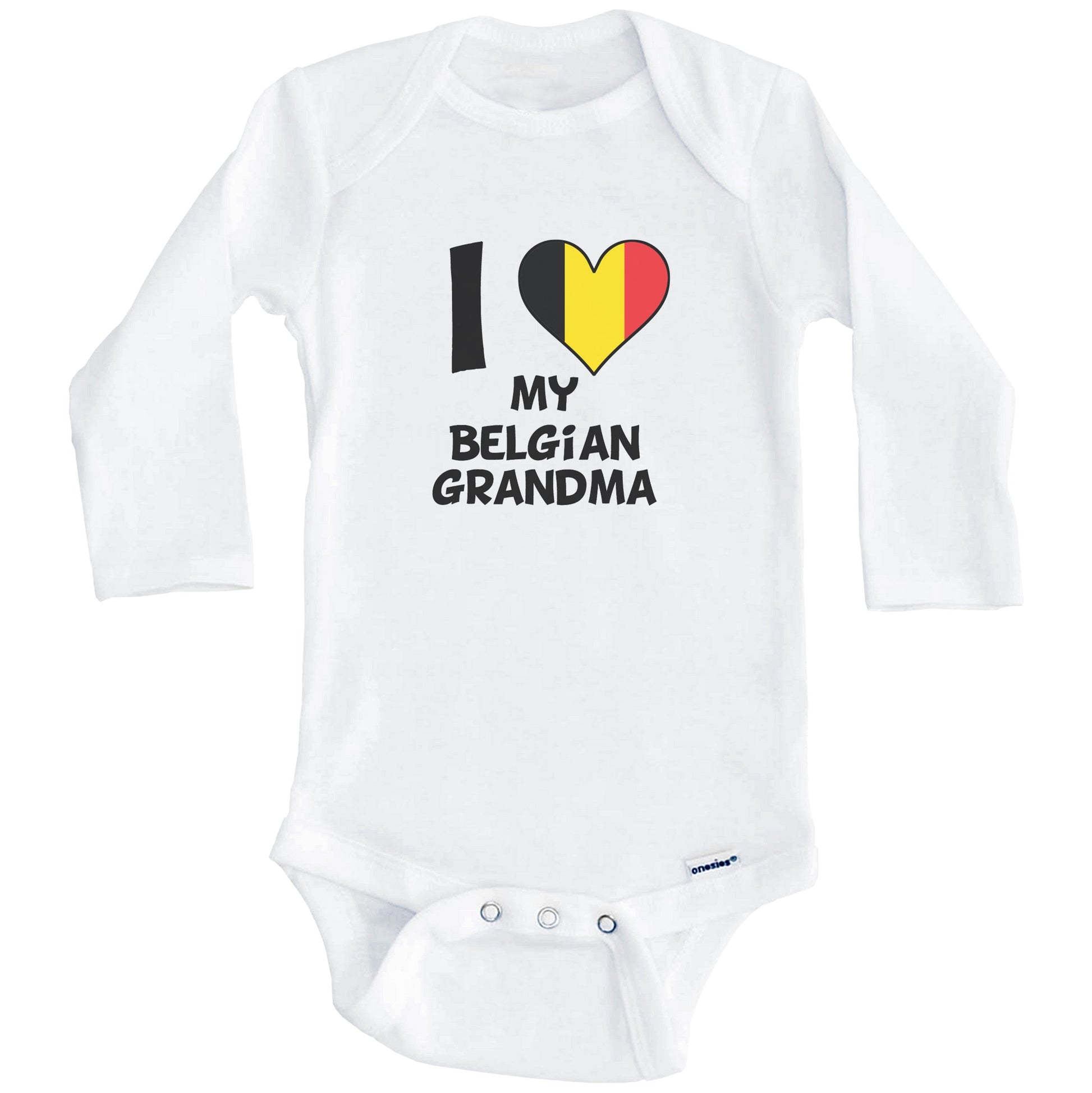 I Heart My Belgian Grandma Belgium Flag Baby Onesie (Long Sleeves)