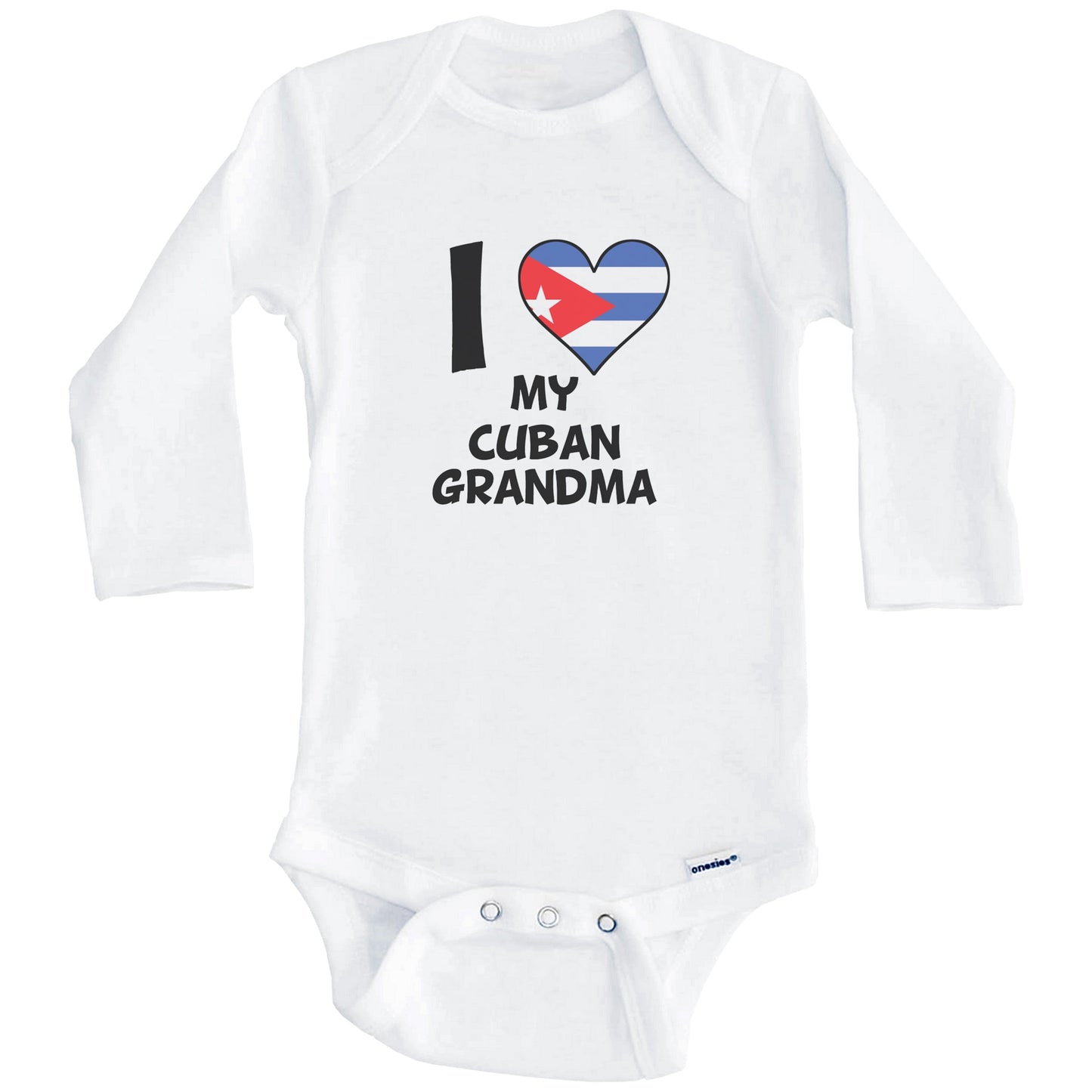 I Heart My Cuban Grandma Cuba Flag Baby Onesie (Long Sleeves)