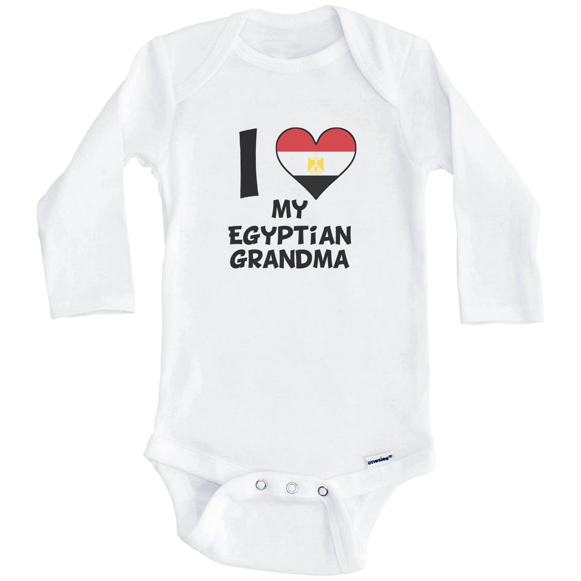 I Heart My Egyptian Grandma Egypt Flag Baby Onesie (Long Sleeves)