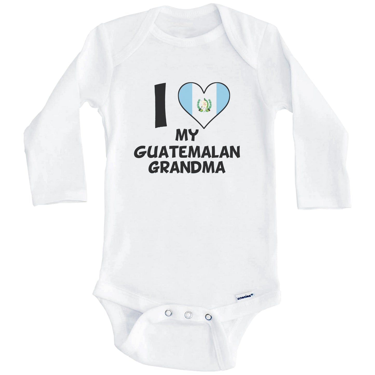 I Heart My Guatemalan Grandma Guatemala Flag Baby Onesie (Long Sleeves)