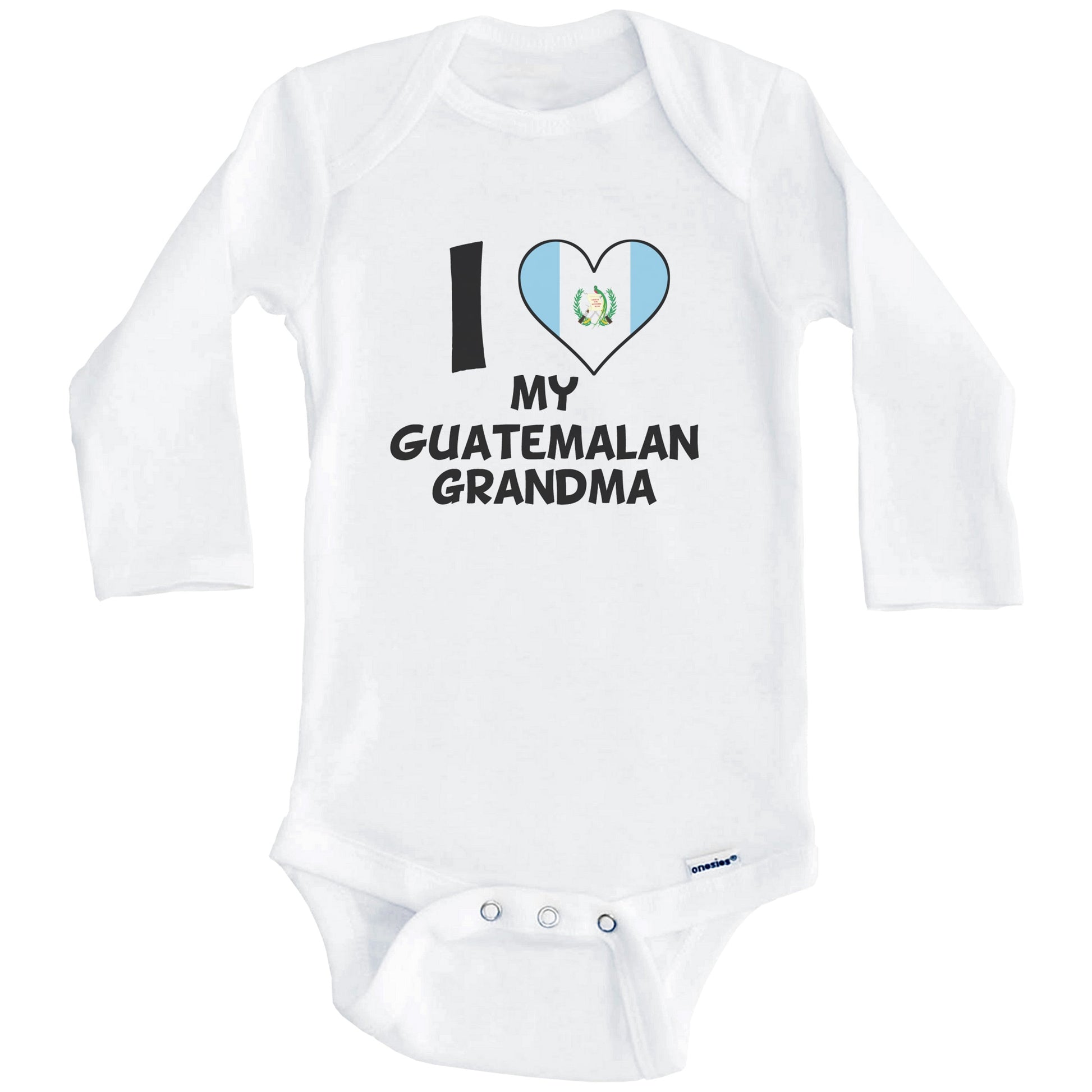 I Heart My Guatemalan Grandma Guatemala Flag Baby Onesie (Long Sleeves)