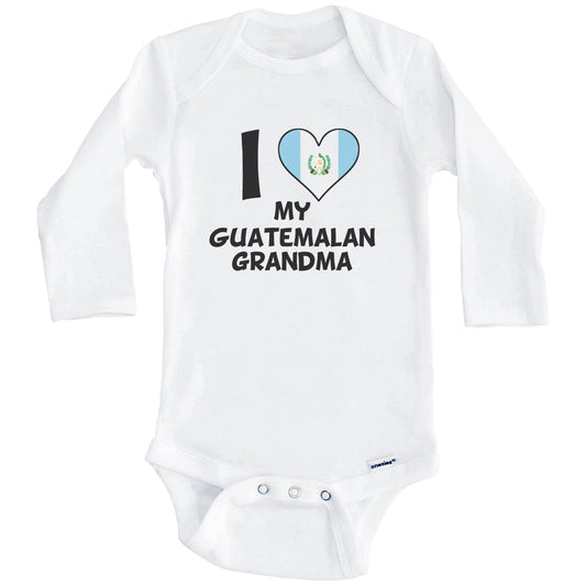 I Heart My Guatemalan Grandma Guatemala Flag Baby Onesie (Long Sleeves)