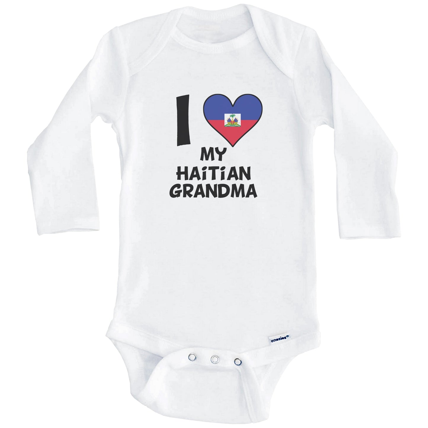 I Heart My Haitian Grandma Haiti Flag Baby Onesie (Long Sleeves)