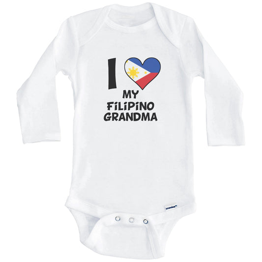 I Heart My Filipino Grandma Philippines Flag Baby Onesie (Long Sleeves)