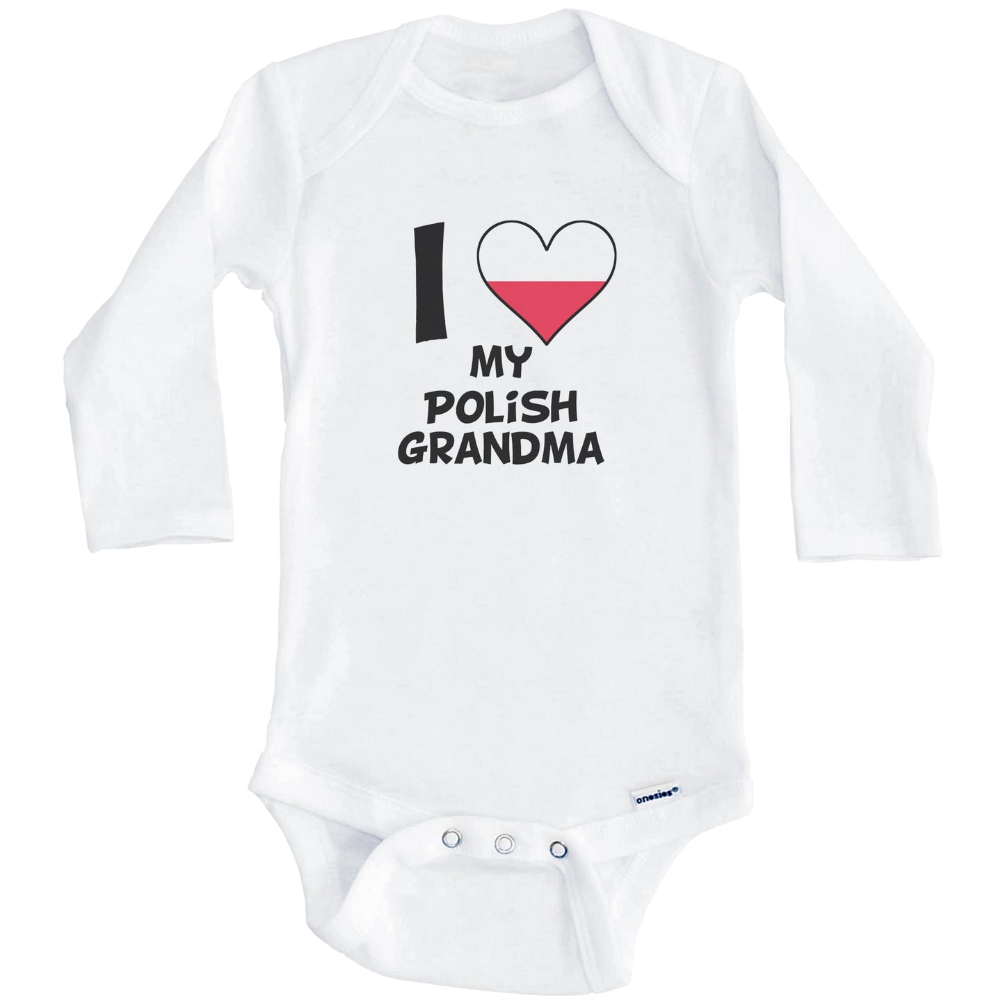 I Heart My Polish Grandma Poland Flag Baby Onesie (Long Sleeves)