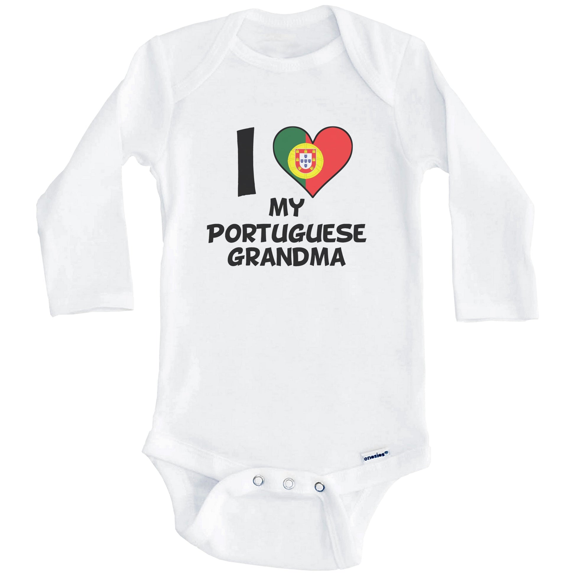 I Heart My Portuguese Grandma Portugal Flag Baby Onesie (Long Sleeves)