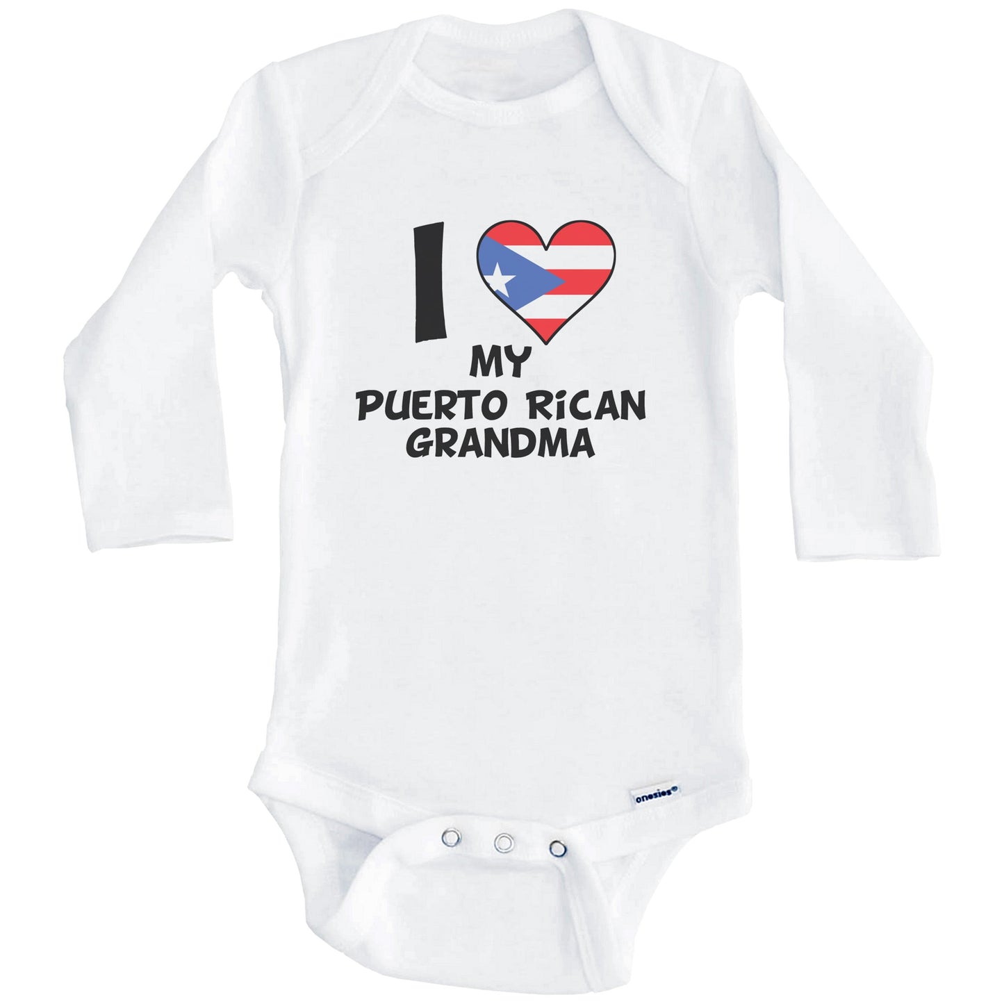 I Heart My Puerto Rican Grandma Puerto Rico Flag Baby Onesie (Long Sleeves)