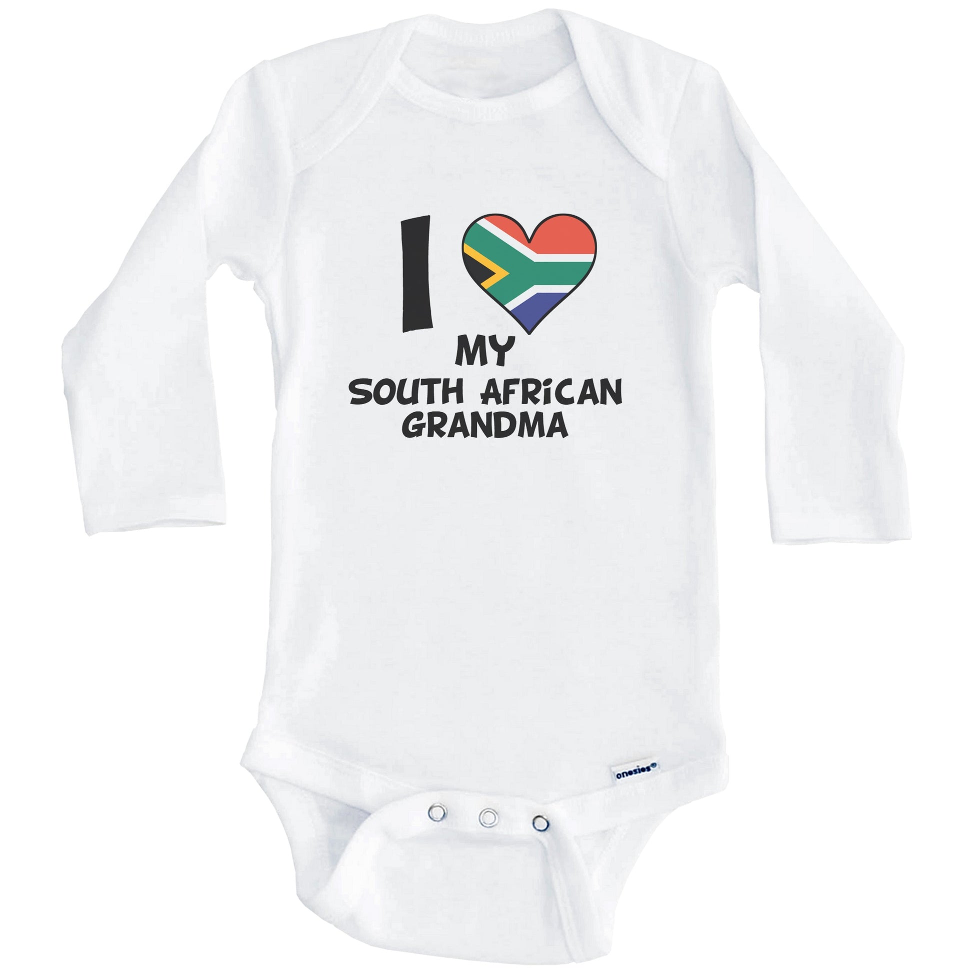 I Heart My South African Grandma South Africa Flag Baby Onesie (Long Sleeves)