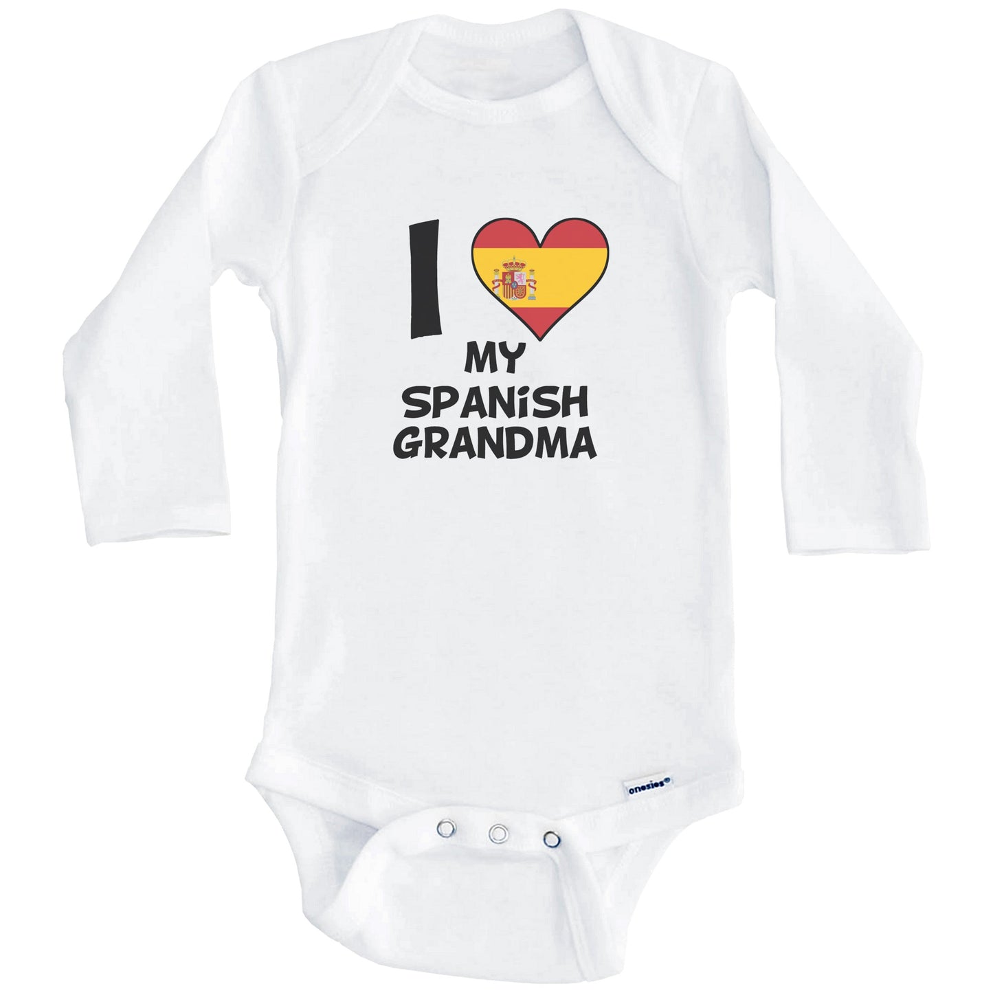 I Heart My Spanish Grandma Spain Flag Baby Onesie (Long Sleeves)
