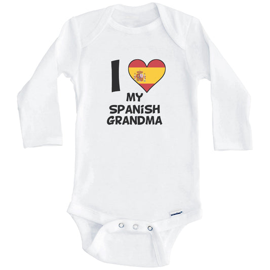I Heart My Spanish Grandma Spain Flag Baby Onesie (Long Sleeves)