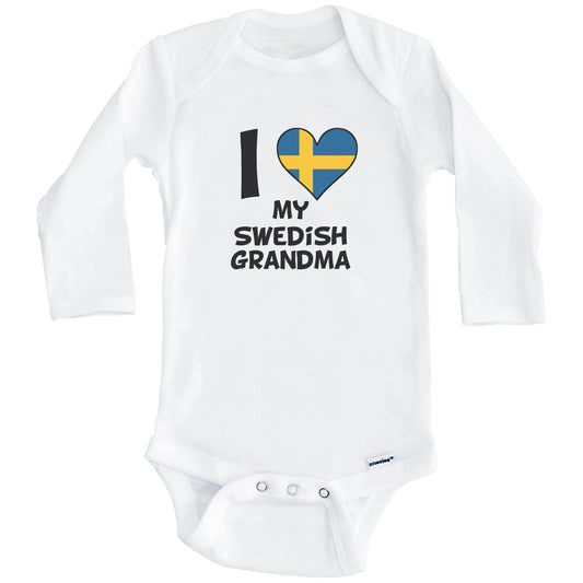 I Heart My Swedish Grandma Sweden Flag Baby Onesie (Long Sleeves)