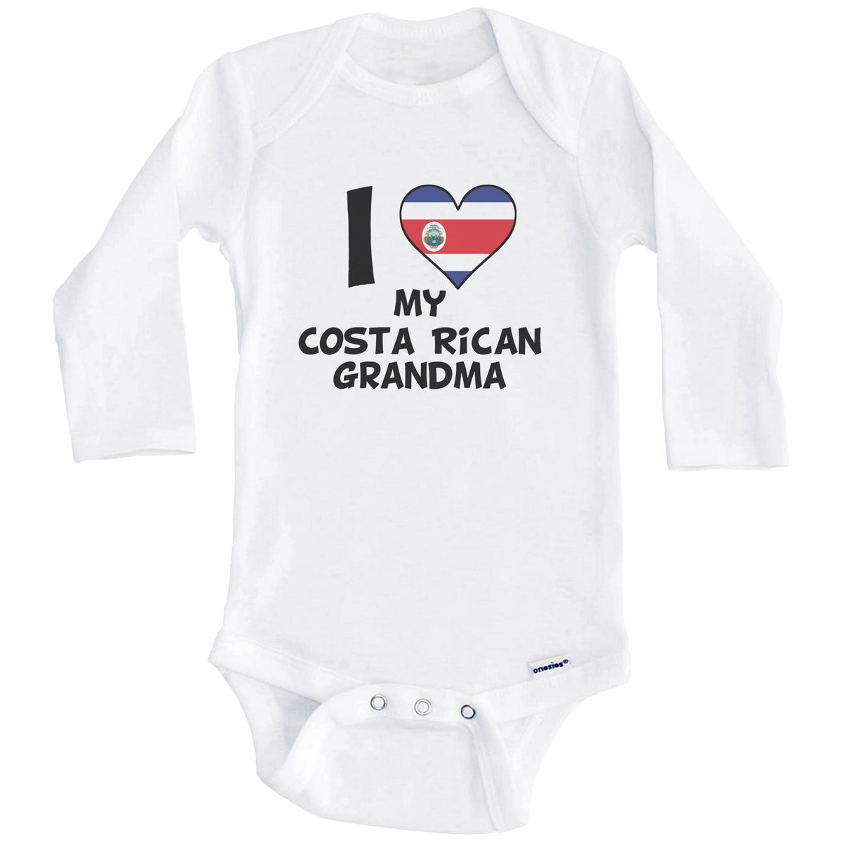 I Heart My Costa Rican Grandma Costa Rica Flag Baby Onesie (Long Sleeves)