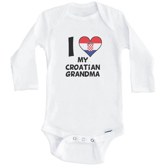 I Heart My Croatian Grandma Croatia Flag Baby Onesie (Long Sleeves)