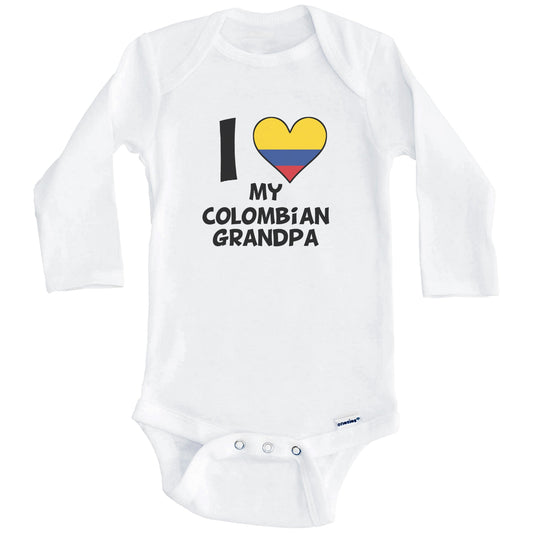 I Heart My Colombian Grandpa Colombia Flag Baby Onesie (Long Sleeves)