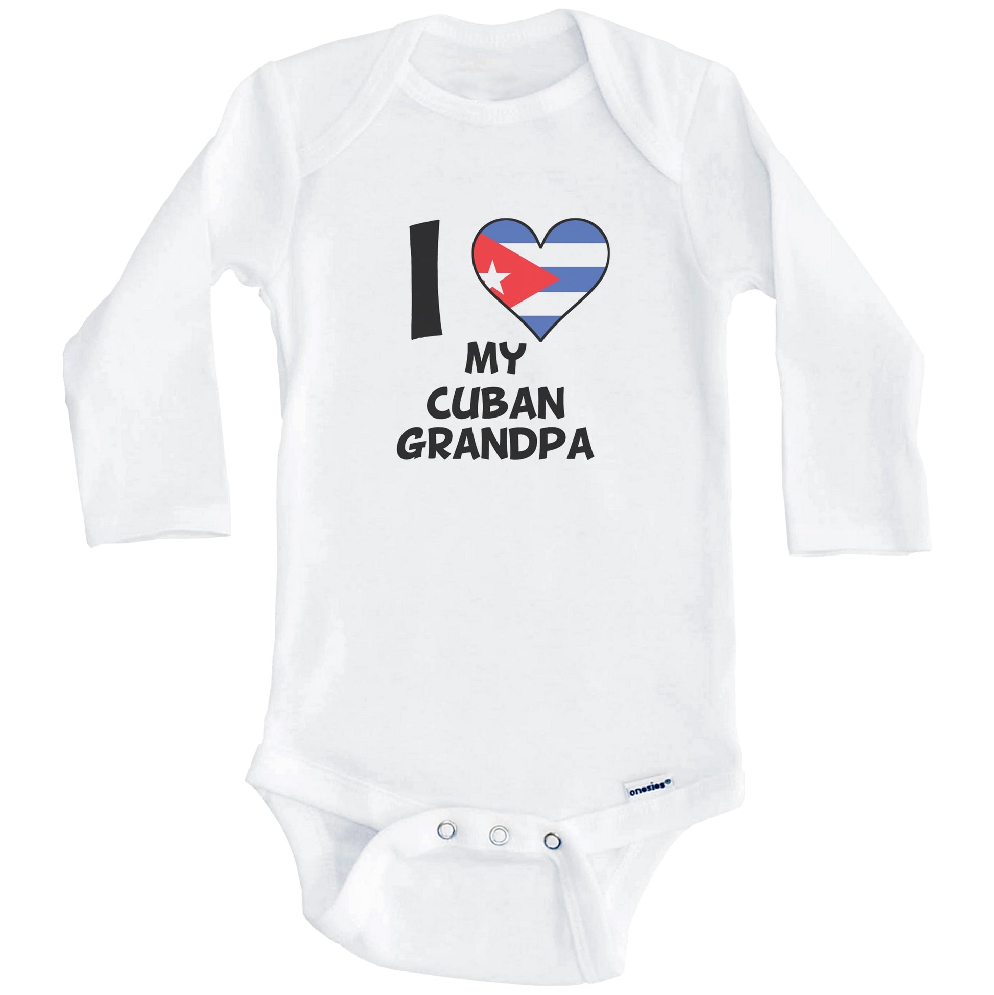 I Heart My Cuban Grandpa Cuba Flag Baby Onesie (Long Sleeves)