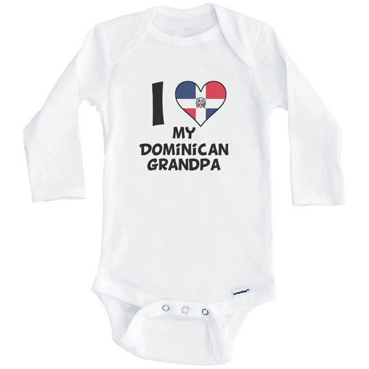 I Heart My Dominican Grandpa Dominican Republic Flag Baby Onesie (Long Sleeves)