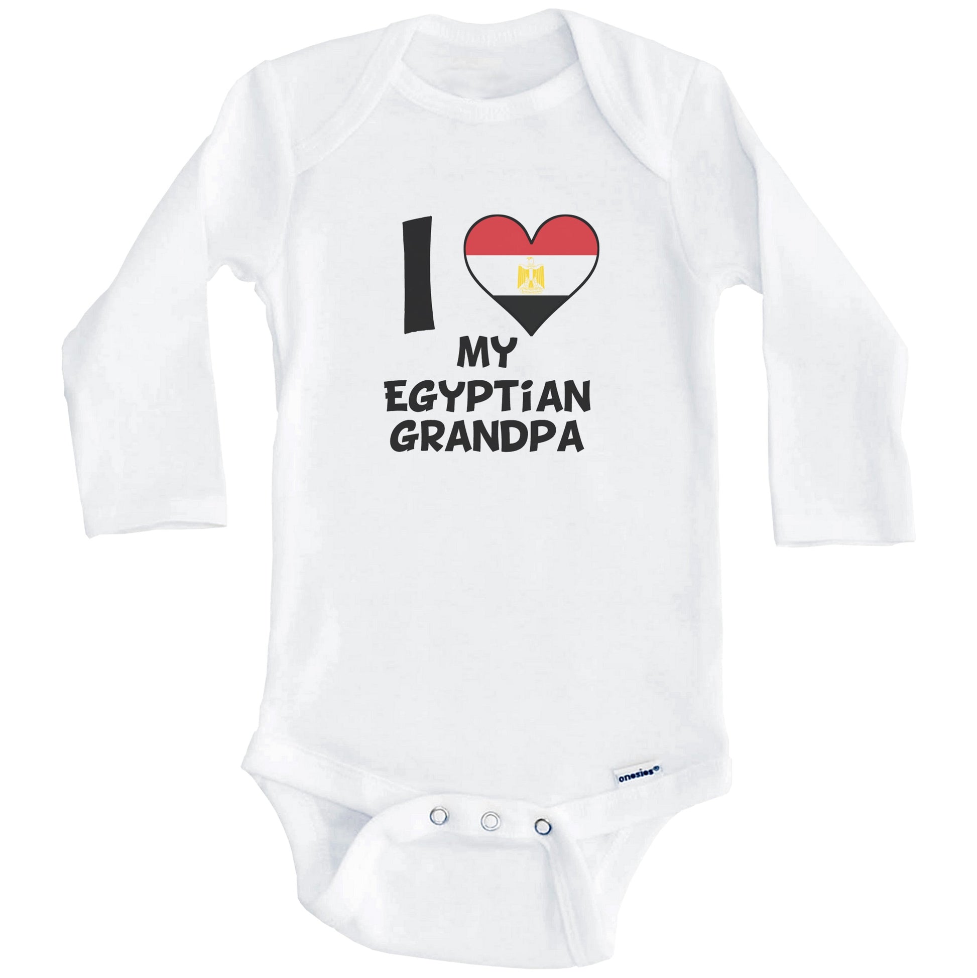I Heart My Egyptian Grandpa Egypt Flag Baby Onesie (Long Sleeves)