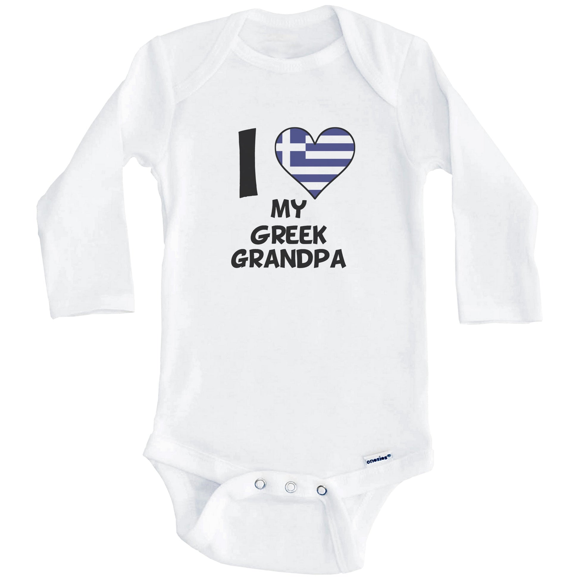 I Heart My Greek Grandpa Greece Flag Baby Onesie (Long Sleeves)
