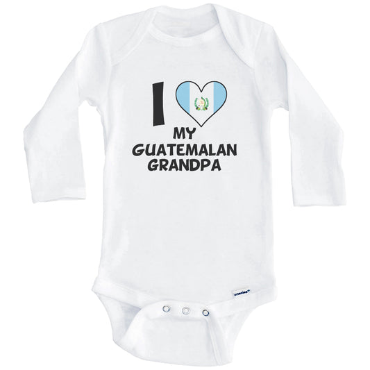 I Heart My Guatemalan Grandpa Guatemala Flag Baby Onesie (Long Sleeves)