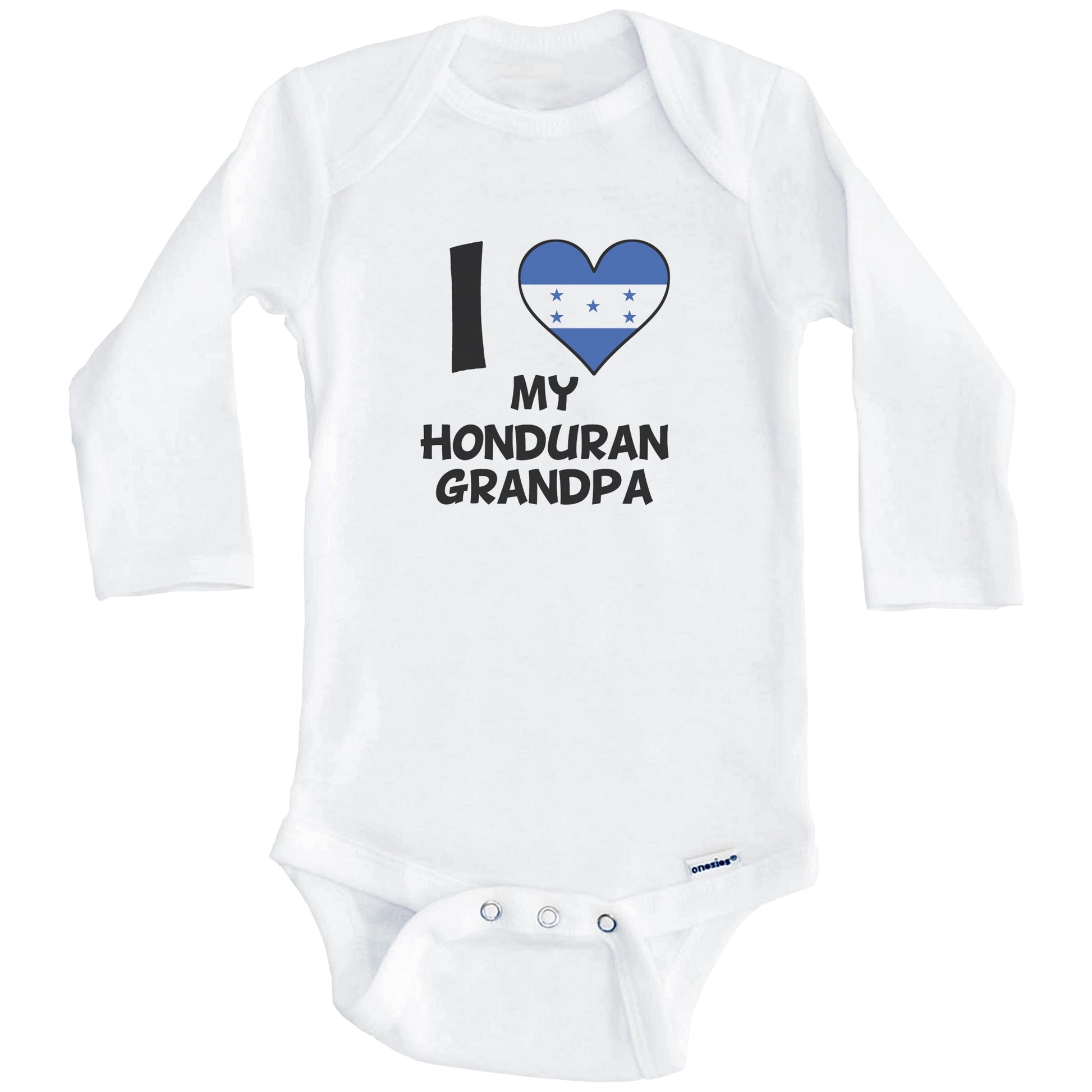 I Heart My Honduran Grandpa Honduras Flag Baby Onesie (Long Sleeves)