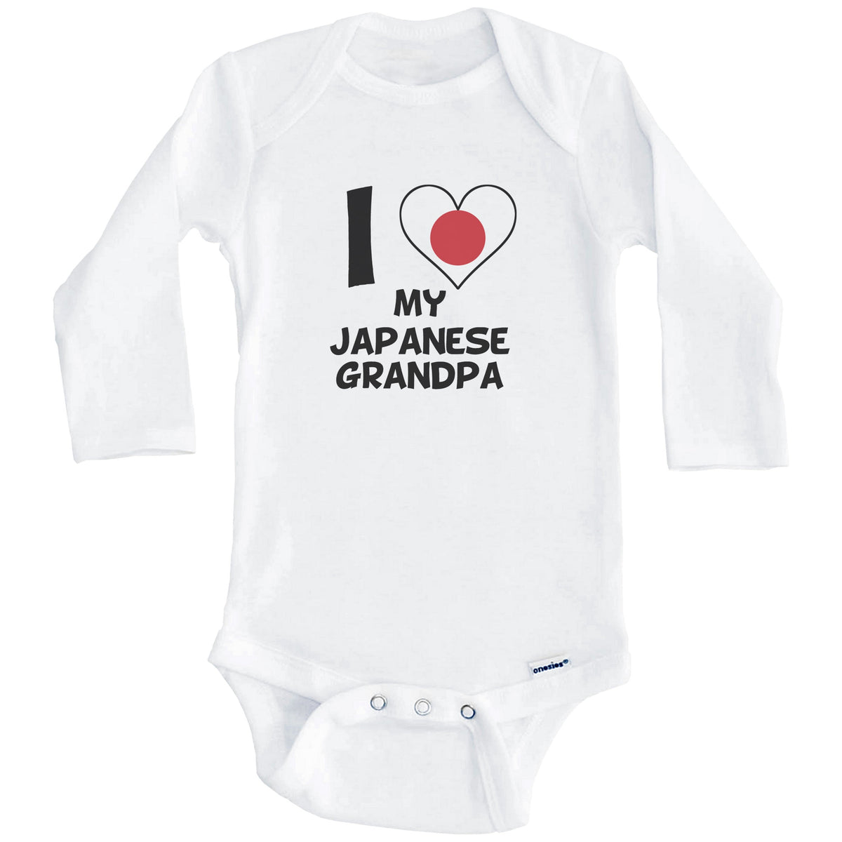 I Heart My Japanese Grandpa Japan Flag Baby Onesie (Long Sleeves)