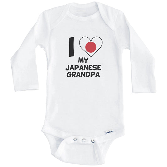 I Heart My Japanese Grandpa Japan Flag Baby Onesie (Long Sleeves)