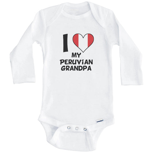 I Heart My Peruvian Grandpa Peru Flag Baby Onesie (Long Sleeves)