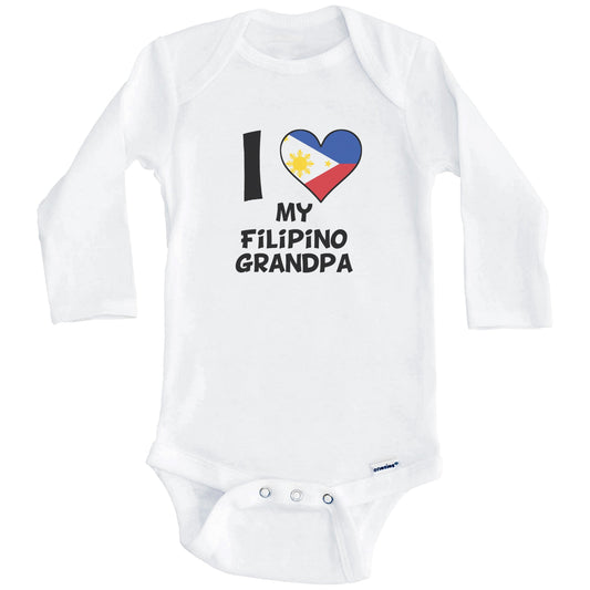 I Heart My Filipino Grandpa Philippines Flag Baby Onesie (Long Sleeves)