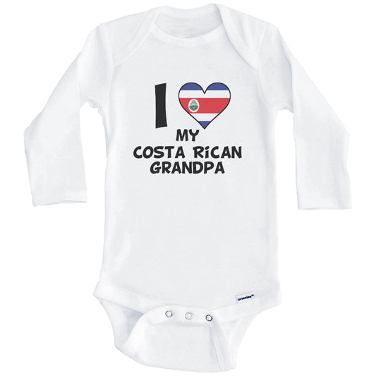 I Heart My Costa Rican Grandpa Costa Rica Flag Baby Onesie (Long Sleeves)