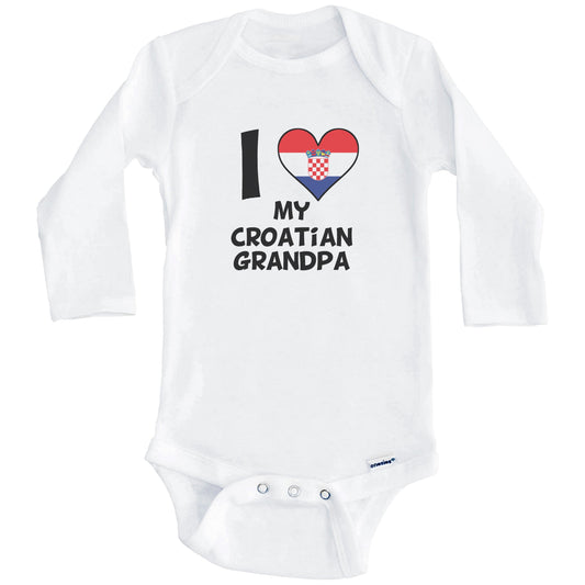 I Heart My Croatian Grandpa Croatia Flag Baby Onesie (Long Sleeves)