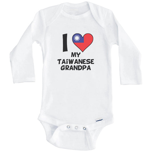 I Heart My Taiwanese Grandpa Taiwan Flag Baby Onesie (Long Sleeves)