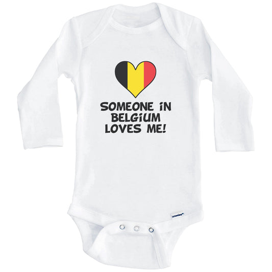 Someone In Belgium Loves Me Belgian Flag Heart Baby Onesie (Long Sleeves)
