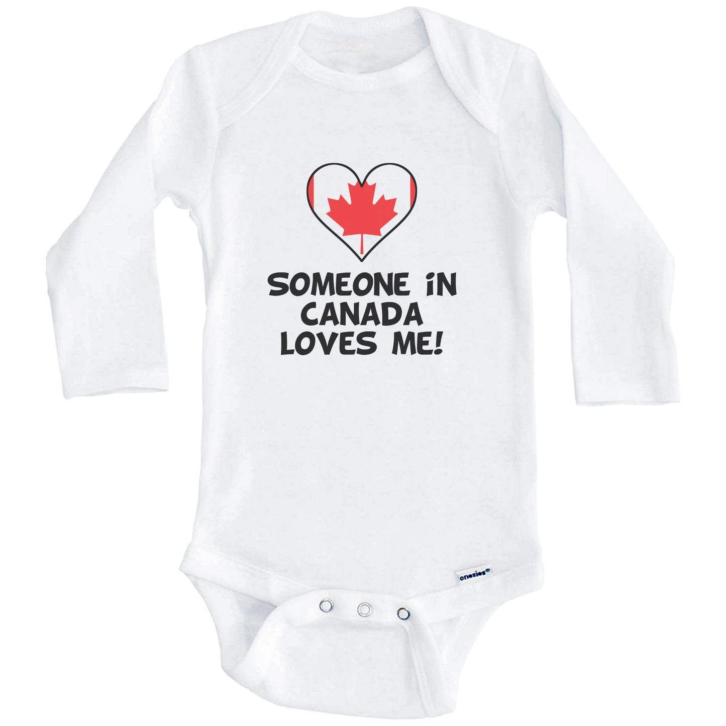 Someone In Canada Loves Me Canadian Flag Heart Baby Onesie (Long Sleeves)