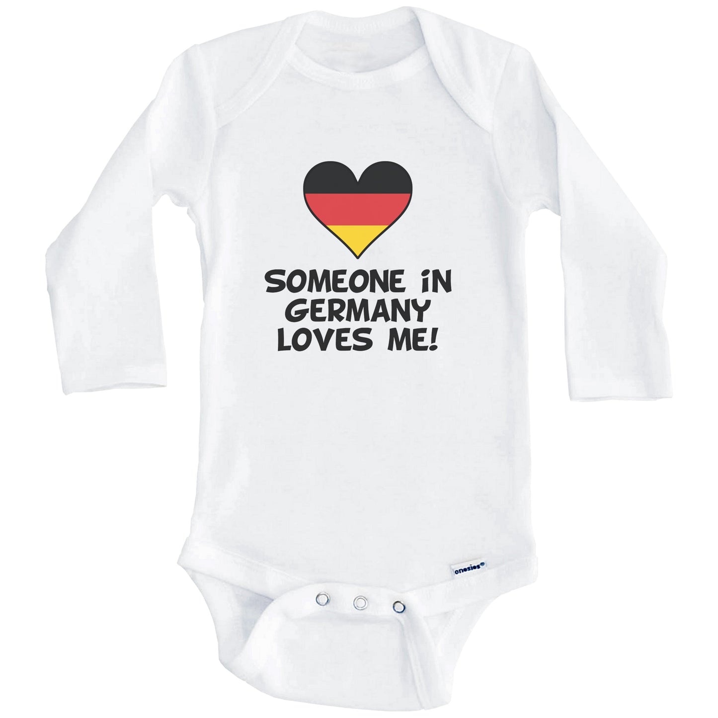 Someone In Germany Loves Me German Flag Heart Baby Onesie (Long Sleeves)