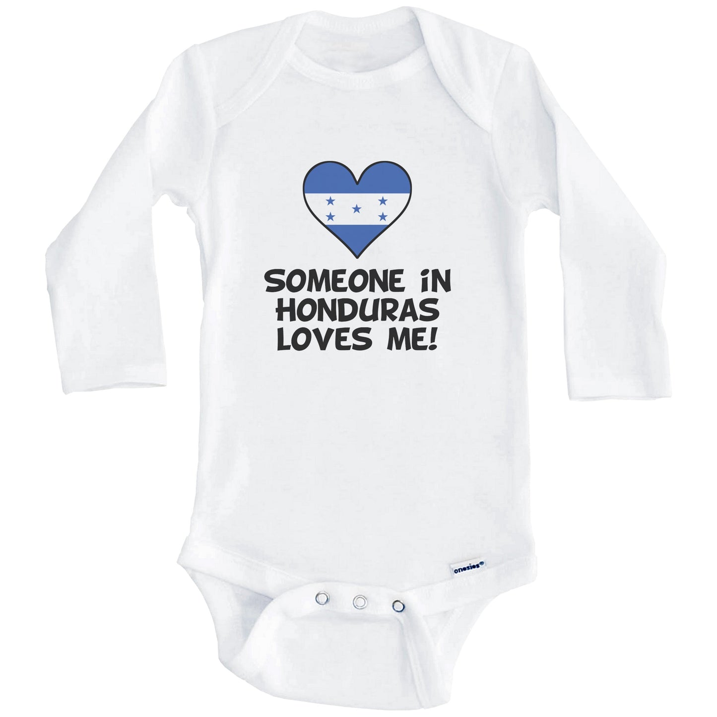Someone In Honduras Loves Me Honduran Flag Heart Baby Onesie (Long Sleeves)