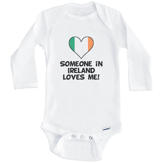 Someone In Ireland Loves Me Irish Flag Heart Baby Onesie (Long Sleeves)