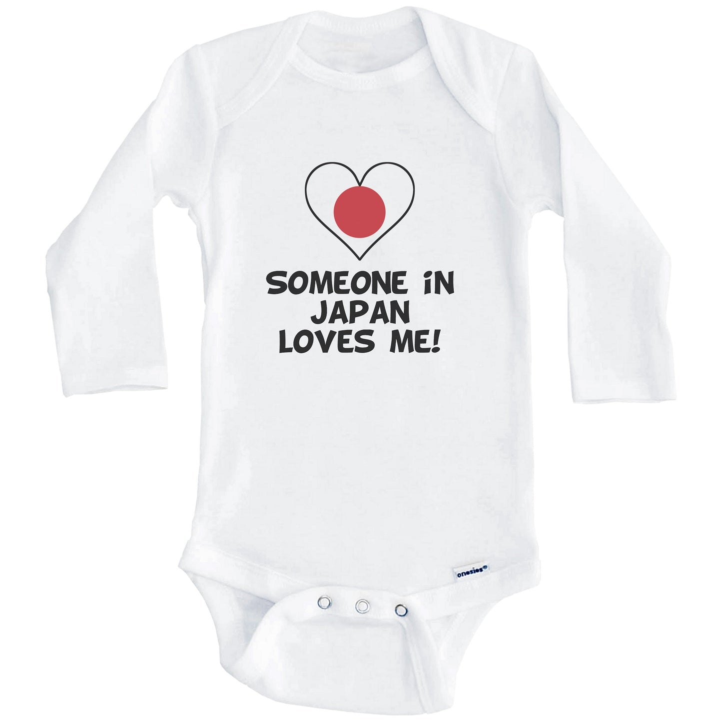 Someone In Japan Loves Me Japanese Flag Heart Baby Onesie (Long Sleeves)