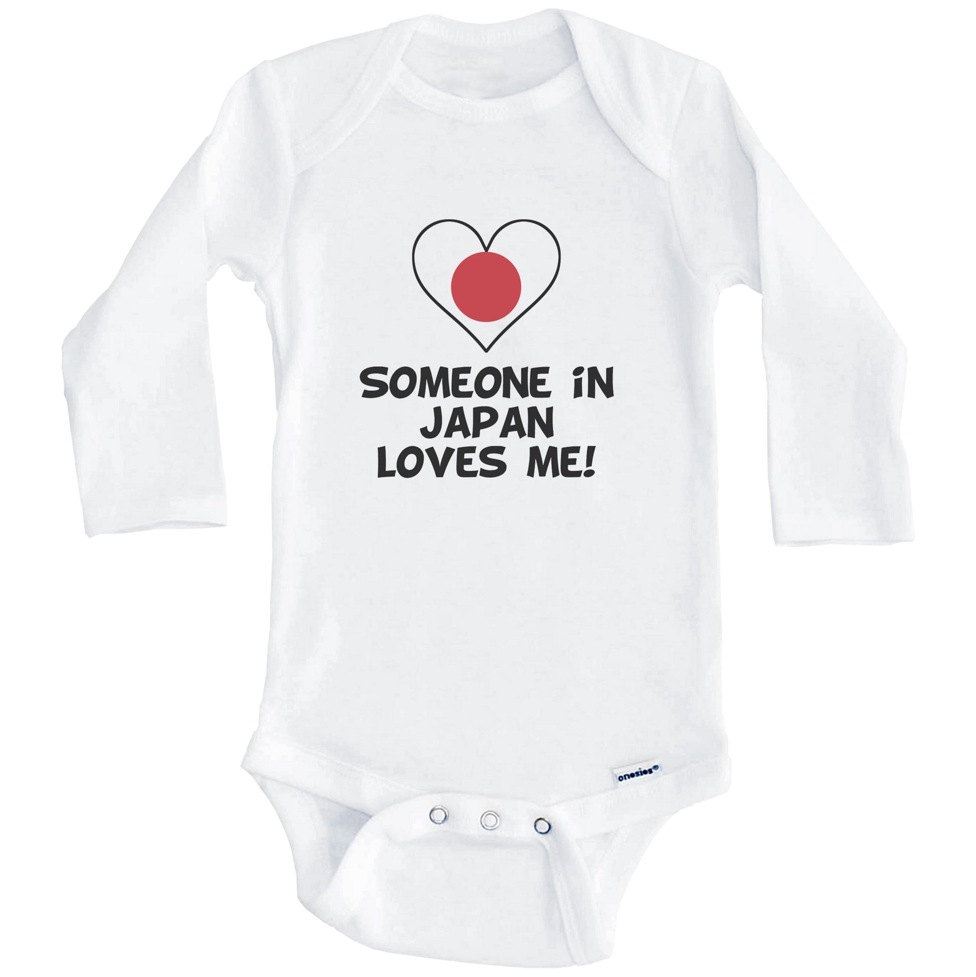 Someone In Japan Loves Me Japanese Flag Heart Baby Onesie (Long Sleeves)