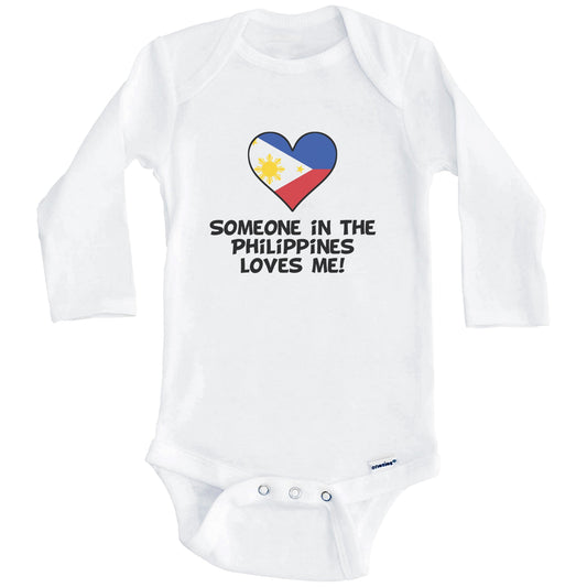 Someone In the Philippines Loves Me Filipino Flag Heart Baby Onesie (Long Sleeves)