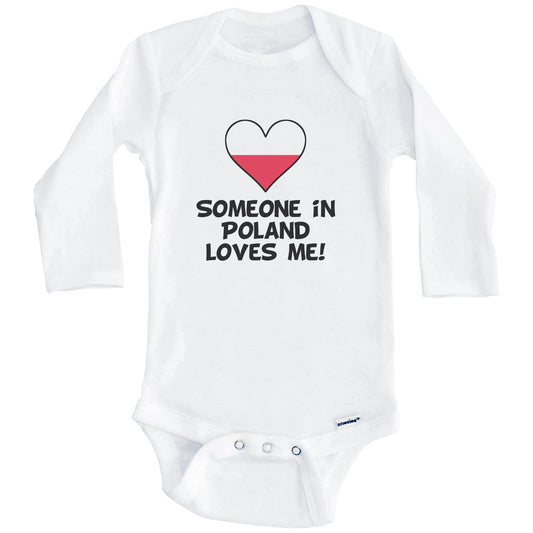 Someone In Poland Loves Me Polish Flag Heart Baby Onesie (Long Sleeves)