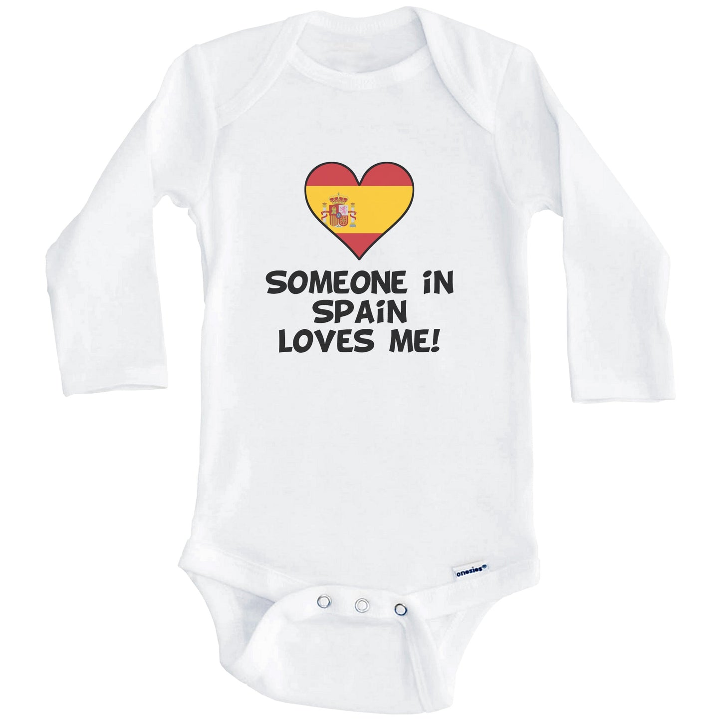 Someone In Spain Loves Me Spanish Flag Heart Baby Onesie (Long Sleeves)
