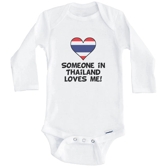 Someone In Thailand Loves Me Thai Flag Heart Baby Onesie (Long Sleeves)